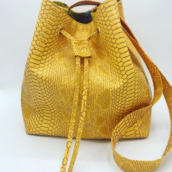 SAC SEAU GM MILA SIMILI CUIR KOMODO JAUNE – Image 5