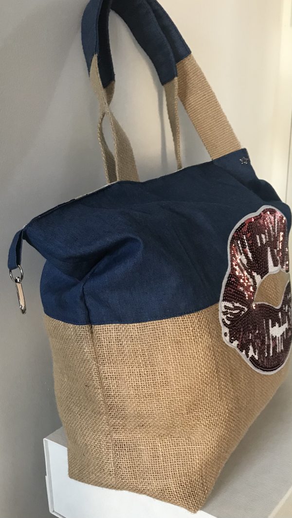 SAC CABAS XXL OCEANE JEANS / PERROQUET – Image 2