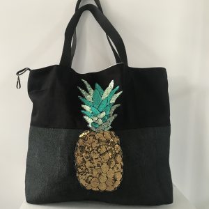 SAC CABAS XXL OCEANE ANANAS / POISSONS RÉVERSIBLE