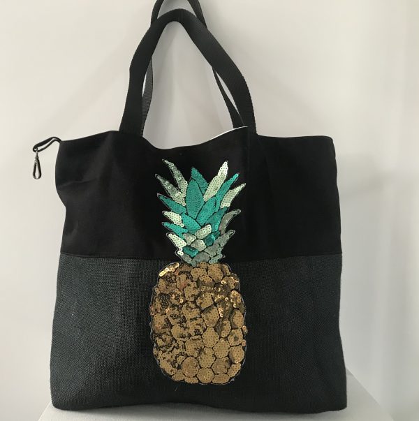 SAC CABAS XXL OCEANE ANANAS / POISSONS RÉVERSIBLE