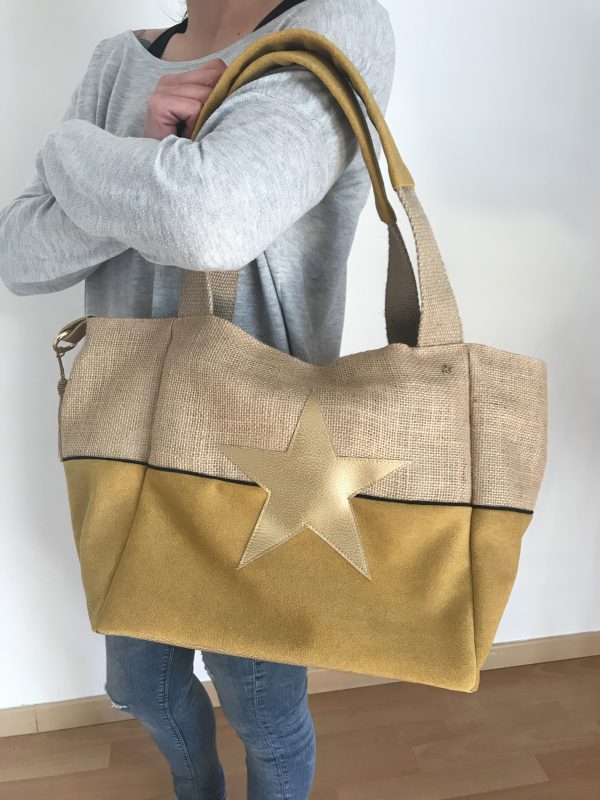 SAC CABAS MELANIE DAIM MOUTARDE – Image 2