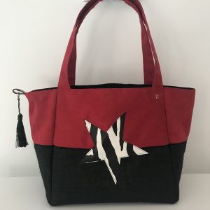 SAC CABAS MELANIE SUEDINE ROUGE / NOIR