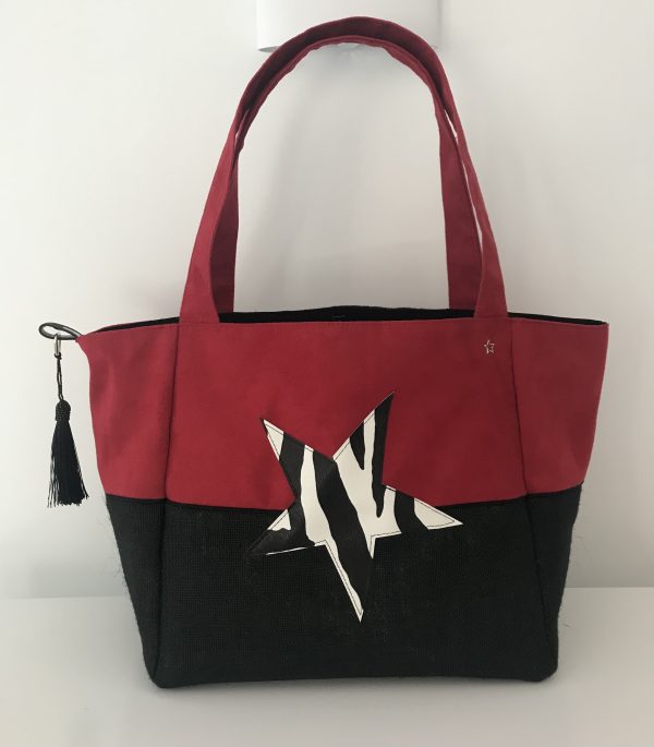 SAC CABAS MELANIE SUEDINE ROUGE / NOIR