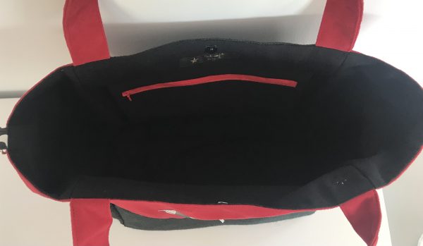 SAC CABAS MELANIE SUEDINE ROUGE / NOIR – Image 5