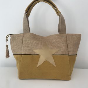 SAC CABAS MELANIE DAIM MOUTARDE