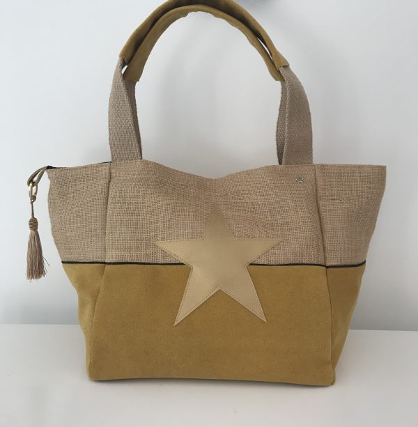 SAC CABAS MELANIE DAIM MOUTARDE