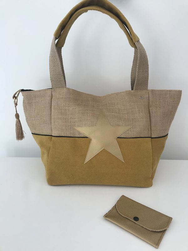 SAC CABAS MELANIE DAIM MOUTARDE – Image 5