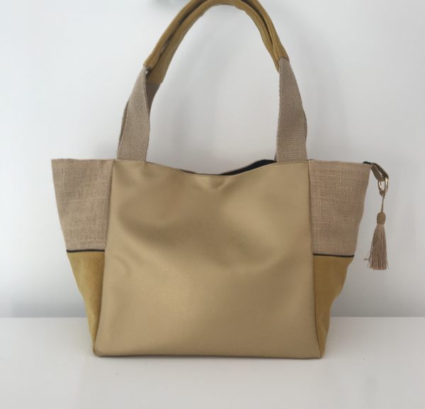 SAC CABAS MELANIE DAIM MOUTARDE – Image 3