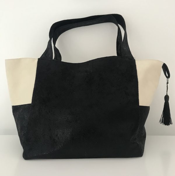 SAC CABAS MELANIE ECRU NOIR – Image 5