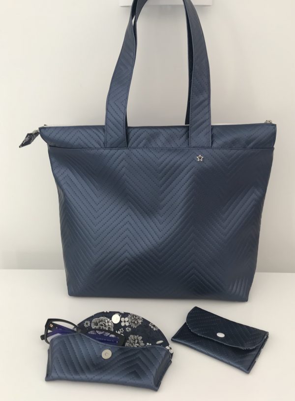 SAC CABAS JADE SIMILI CUIR KAPITON BLEU