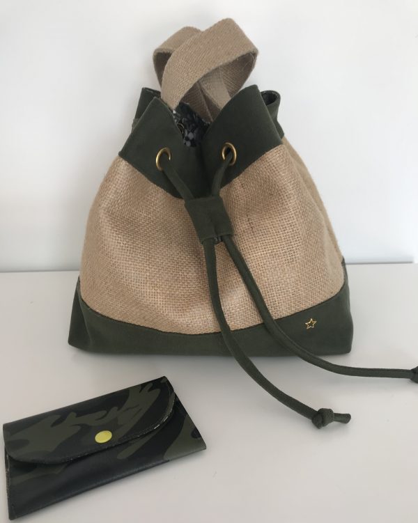 SAC SEAU BI-MATIERES SOPHIA KAKI – Image 2