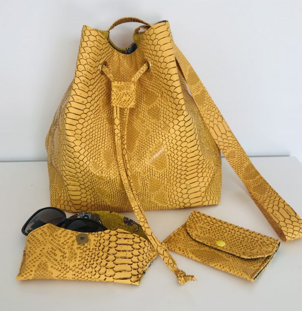 SAC SEAU GM MILA SIMILI CUIR KOMODO JAUNE