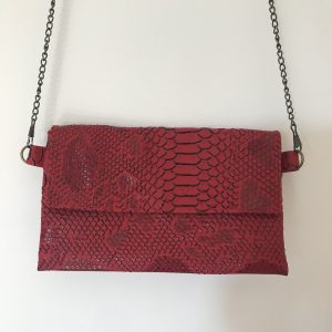 POCHETTE BANDOULIERE A CHAINETTE LOUISE KOMODO ROUGE