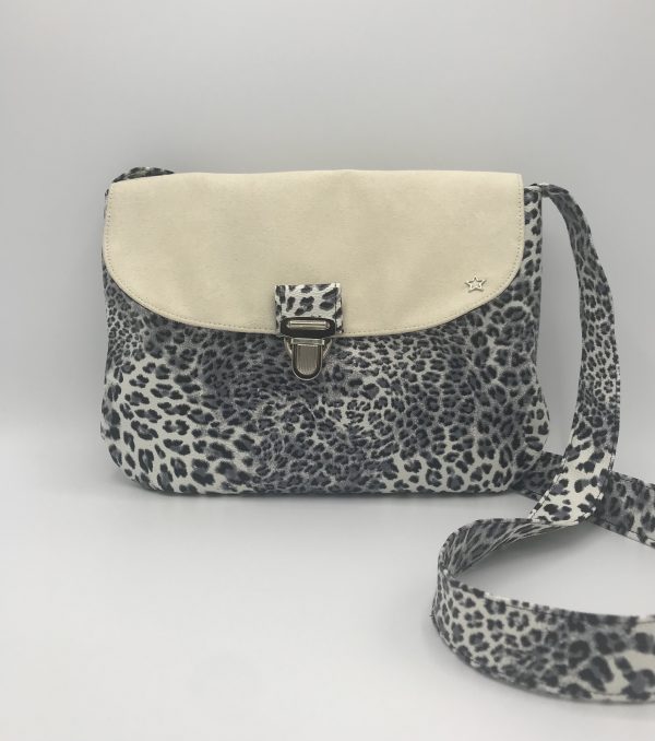 BESACE ANAIS LEOPARD GRIS / CREME