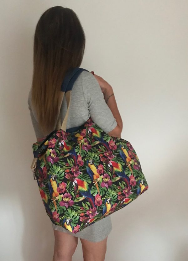 SAC CABAS XXL OCEANE JEANS / PERROQUET – Image 4