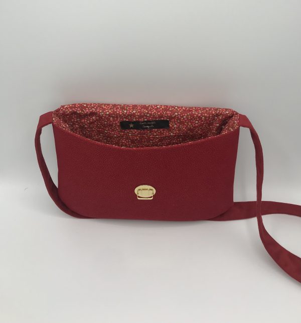 BESACE ANAIS SIMILI CUIR EFFET DAIM ET RABAT EN SUEDINE ROUGE – Image 2