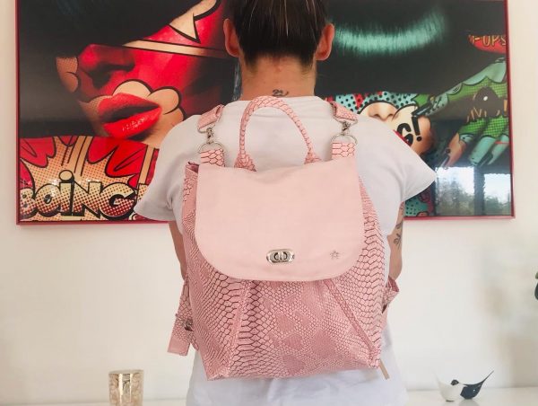 SAC A DOS KOMODO ROSE ET RABAT EN SUEDINE