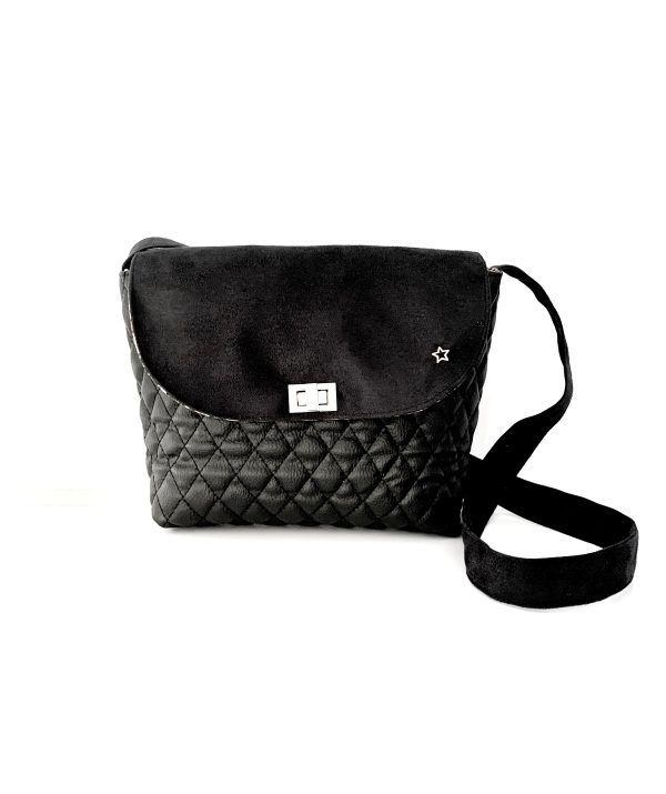 SAC BANDOULIERE IRIS PORTÉ ÉPAULE SIMILI CUIR MATELASSÉ NOIR